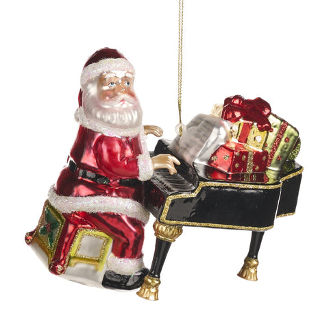 GOODWILL Pendente Babbo Natale in vetro con glitter 14 cm