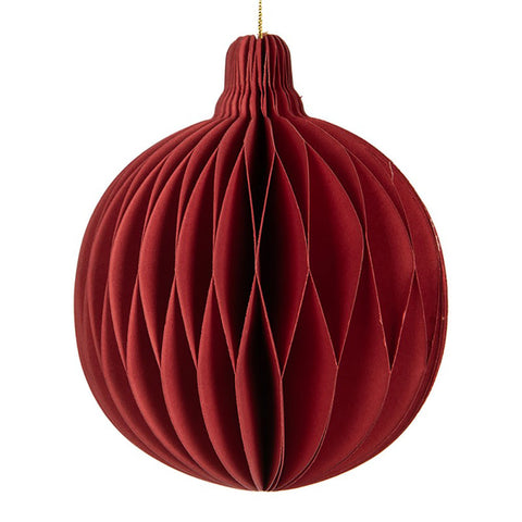 Clayre & Eef Paper Christmas Decoration Christmas ball to hang red D8 H10 cm