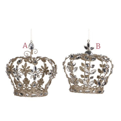 GOODWILL Champagne metal crown with jewels 11 cm 2 variants (1pc)