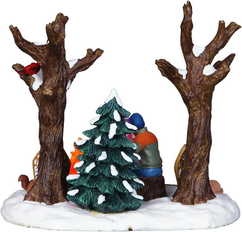 LEMAX Scena coppia al falò luce led "Staying Warm" H12.5x14.5x11 cm