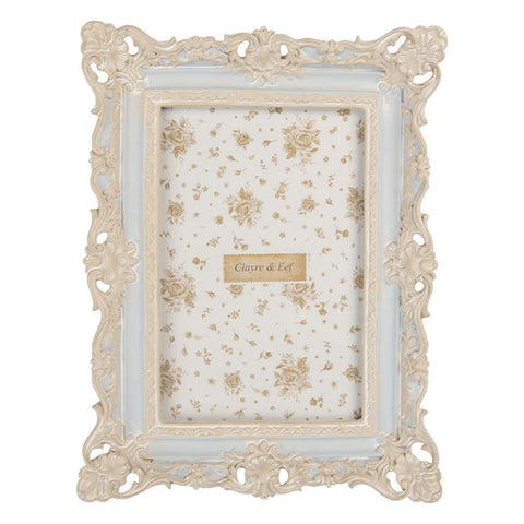 CLAYRE E EEF Cornice Porta foto beige e celeste shabby chic 16x3x21 cm / 10x15 cm