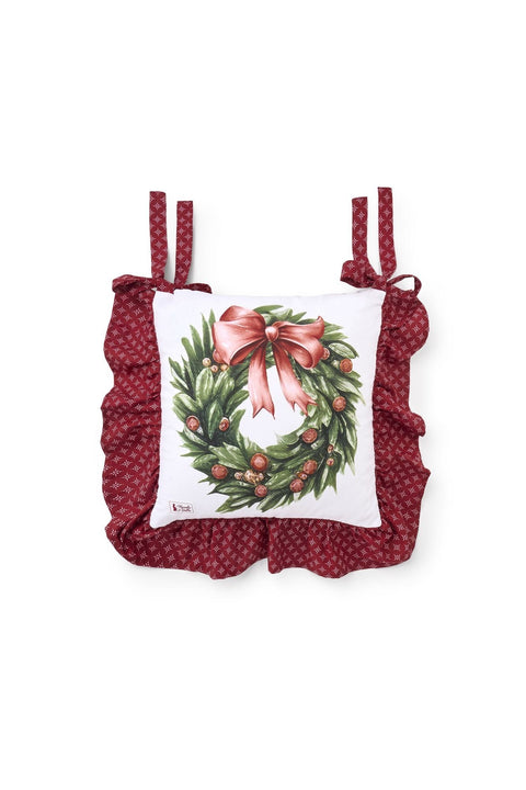 Lot de 2 coussins à volants en tissu « Histoire de Noël » 40 x 40 + 15 cm