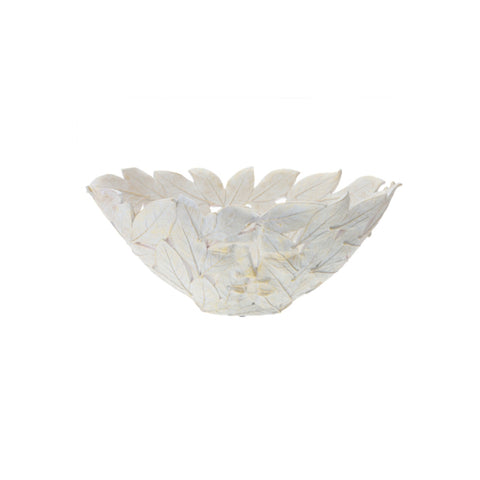 Hervit Centerpiece leaves in white/gold resin 24x39xH17 cm