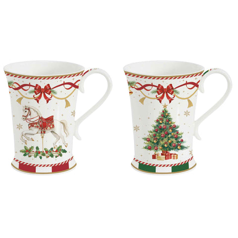 Lot de 2 mugs de Noël en porcelaine Easy Life « Conte de Noël » 300 ml