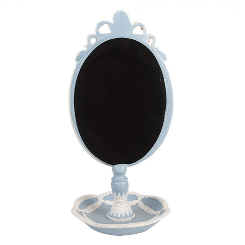 CLAYRE & EEF Specchietto da tavolo bianco e celeste 14x14x28 cm