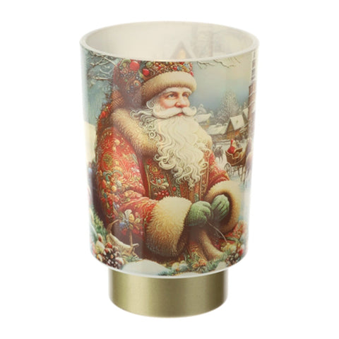 Lampe Père Noël en verre Hervit, lumière chaude, D10 x H25 cm