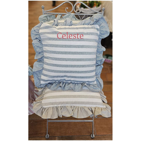 L'Atelier 17 Set of two striped chair cushions with "Pic Nic" Shabby Chic flounce 40x40 cm 5 variants (1pc)