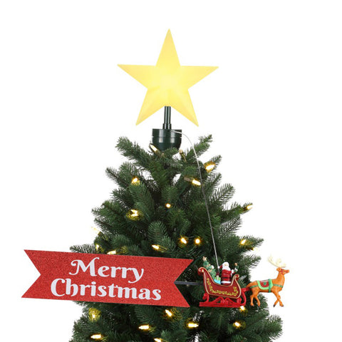 Mr. Christmas Universal Christmas Tree Topper with Moving Sleigh and LED Lights
