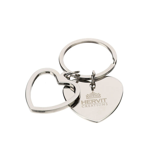 Hervit Portachiavi 2 Cuori in metallo argento 3.5x7 cm