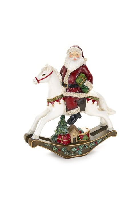 Nuvole di Stoffa Babbo Natale su Cavallo "Cartolina di Natale" 25x7x30 cm