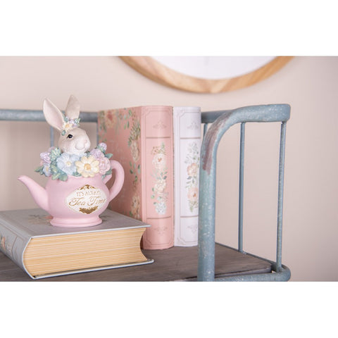 Clayre & Eef Scatola Libro contenitore in cartone rosa/verde con fiori 17x14x5 cm