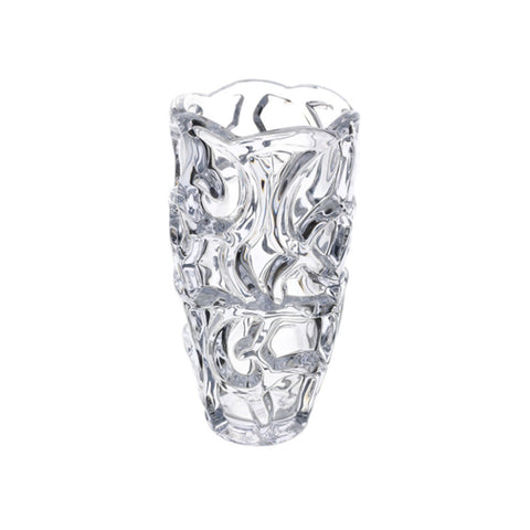 Hervit Vaso portafiori in vetro rilievo ricciolo D15xH29.5 cm - Angelica Home Stabia