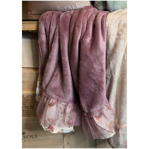 L'Atelier 17 Plaid con frill e tulle "Pliè" 160x225 cm 4 varianti(1 unità)