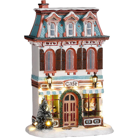 Luville Bâtiment de Noël illuminé Bar Café "Schneewald" 17x10xH26 cm