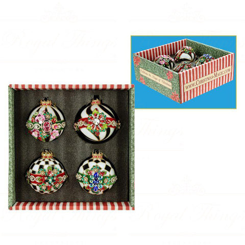 GOODWILL Mark Roberts Box Set 4 sfere di natale in vetro con gioielli per albero D10 cm