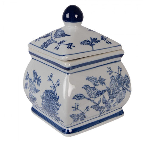 Clayre & Eef Contenitore con decori blu 13x13x17 cm