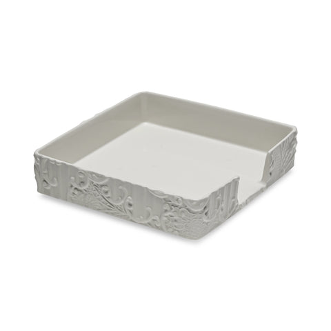 Henriette Porte-serviettes en céramique blanche "Dentelle" 21x21cm