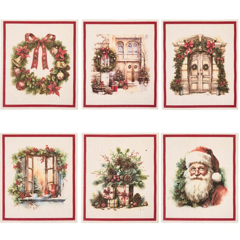 Cloth Clouds Set of 6 Christmas Sponges "Christmas is Coming" 17.2x19.4 cm