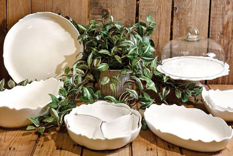 Fade Vassoio/Piatto ovale in porcellana bianca "Arya" 35x23 cm