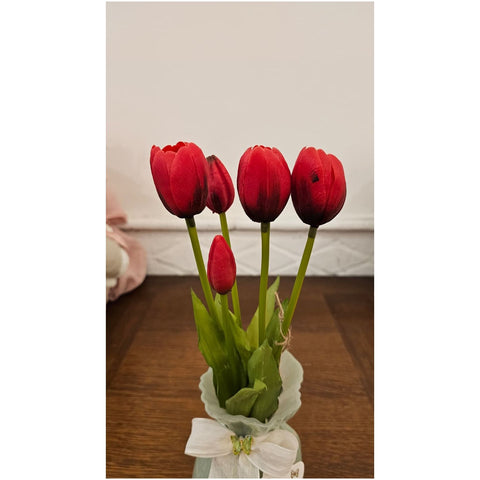 Fiori di Lena Mazzo 5 Tulipani artificiali H40 cm 2 varianti(1 unità) - Angelica Home Stabia