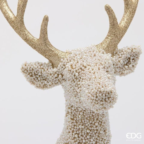 EDG Statuina natalizia Renna con perle avorio 36x21x54,5 cm
