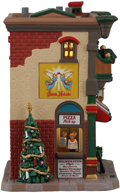 LEMAX Edificio luci led "Mario's Pizzeria & Bistro" in porcellana H18.5x16.5x12 cm