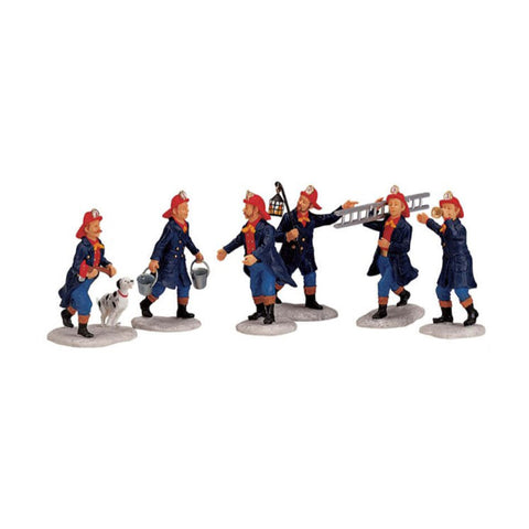 LEMAX Set of 6 "Fireman" firefighters in polyresin H6.9 cm