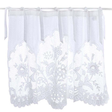 Blanc Mariclò Cantonnière en coton blanc "Dentelle", 85 x 140 cm