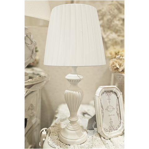 BRULAMP Lampe de table abat-jour blanche en bois rayé avec abat-jour