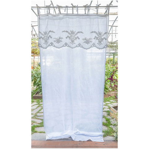 L'Atelier 17 Linen blend curtain with "Bridesmaid" Shabby Chic embroidery 140x290 cm