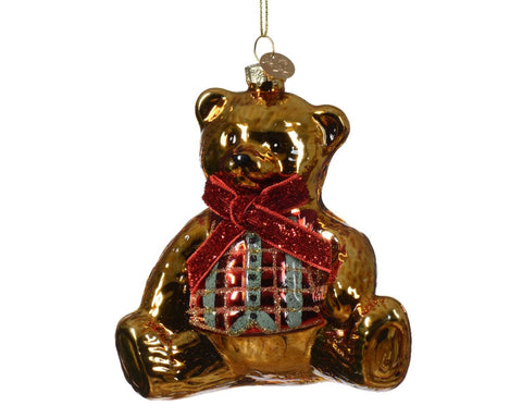 Kaemingk Glitter Glass Christmas Bear 10x6xH10 cm