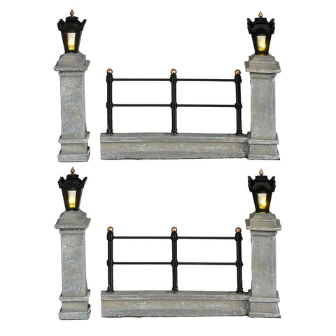 Luville Set 4 pezzi Recinzione grigia illuminata con lampioni luci led 10x2xh8 cm