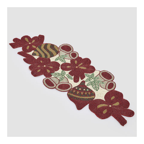 EDG Enzo De Gasperi Runner natalizio con perline decoro tavola rosso 90×30 cm