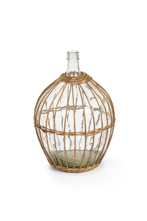 Nuvole di Stoffa Vaso in vetro portafiori con vimini "PePen" 22x37xH53 cm