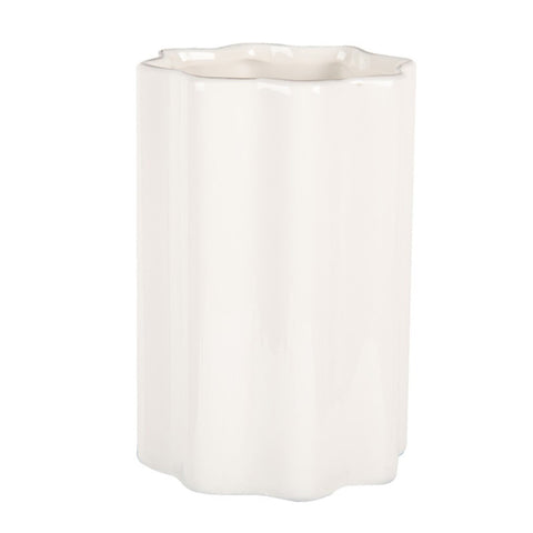 Clayre & Eef Porta Spazzolini da bagno in ceramica bianco 7xH11 cm