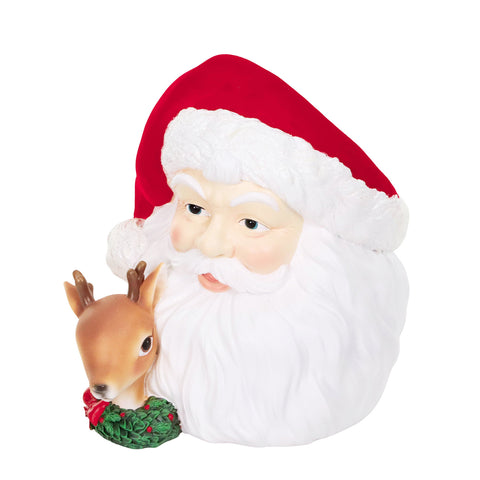 GOODWILL Vaso natalizio a forma di testa di Babbo Natale in resina 35 cm