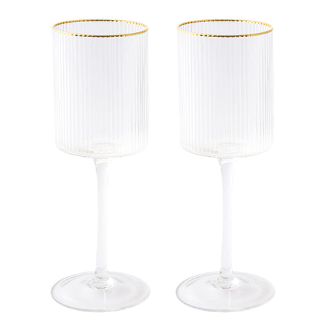 Easy Life Lot de 2 verres à vin de Noël bord doré 300 ml