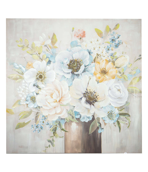 Eurolamp Quadro quadrato su tela Fiori oro/blu 100x3x100cm