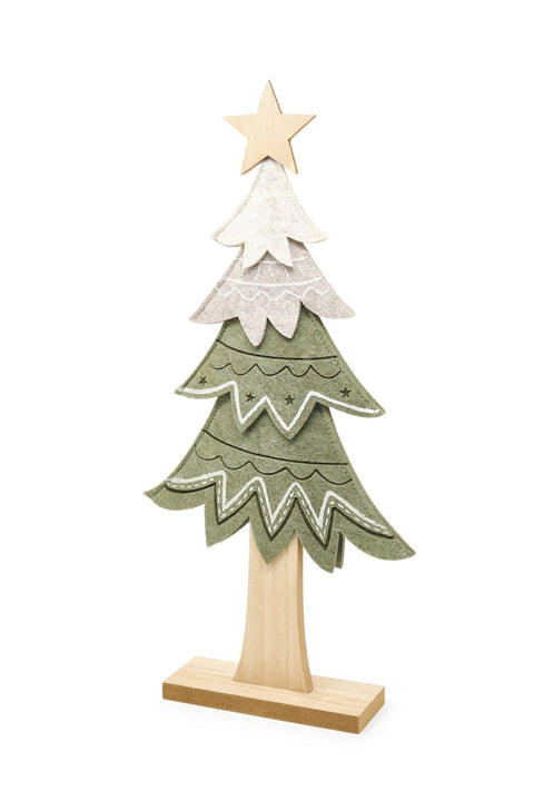 Lot de 2 sapins de Noël en feutre « Forêt enchantée » H 32/41 cm