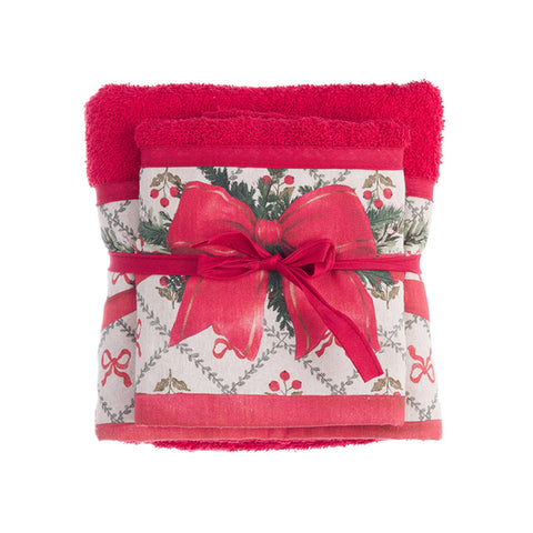 Blanc Mariclò Lot de 2 serviettes « Christmas Story » 2 variantes (2 unités)