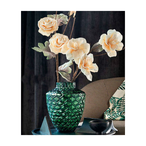 Henriette Vaso Piquet portafiori in vetro verde "Prisma" D25xH31 cm - Angelica Home Stabia