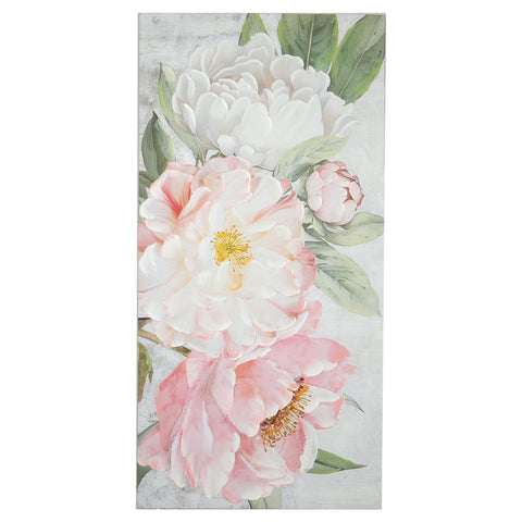 Eurolamp Quadro su tela con fiori rosa/bianco/verde/oro 120x3x60cm