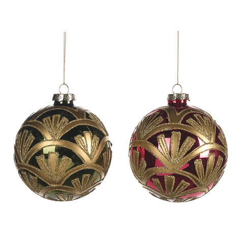 GOODWILL Glass Christmas bauble with glitter D10 cm 2 variants (1pc)