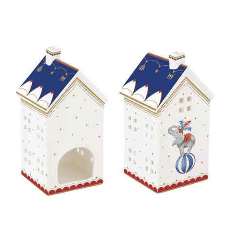 Easy Life Portacandela di natale in porcellana "Christmas Teddy" 6,5x6,5xH14,5 cm