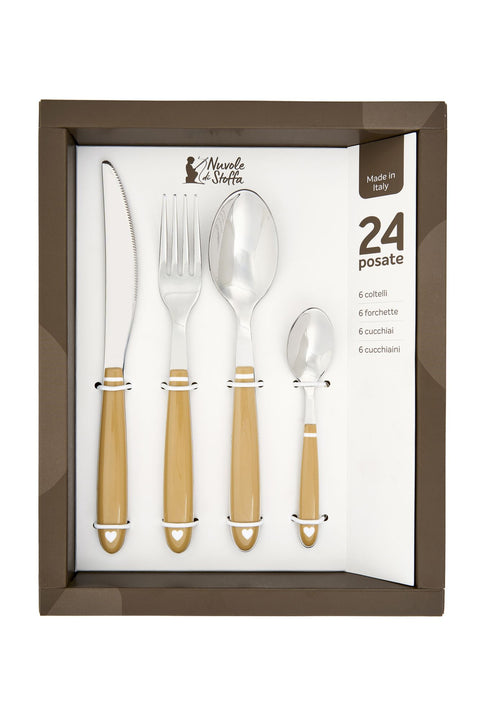 Nuvole di Stoffa Set 24 posate in acciaio inox servizio per 6 persone manico giallo