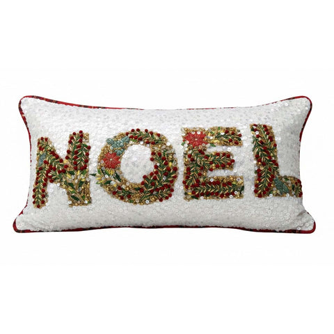 Blanc Mariclò Cuscino "NOEL" con paillettes 35x60 cm