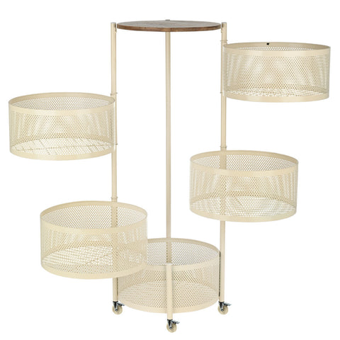 Estia Home Carrello Porta oggetti in metallo avorio "Allure" 5 cassetti D30xH84 cm