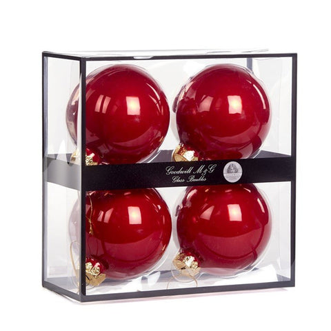 GOODWILL Coffret 4 sphères d'arbre en verre rouge opaque D10 cm