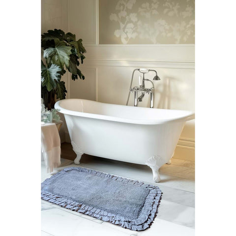 Blanc Mariclò Tappeto bagno in cotone azzurro con doppia gala "Bagno Chiaro" 50x130 cm - Angelica Home Stabia