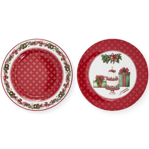 Nuvole di Stoffa Set 2 Piatti dolce in porcellana "Storia di Natale" D19 cm